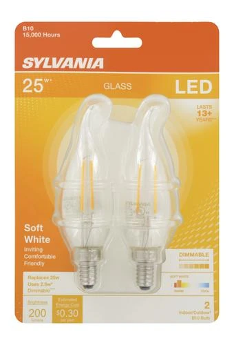 Sylvania® 25W Equivalent B10 Soft White Dimmable LED Light Bulb - 2 Pack 5 Sylvania® 25W Equivalent B10 Soft White Dimmable LED Light Bulb - 2 Pack - Image 3