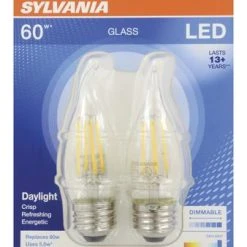 Sylvania® 60W Equivalent B10 Daylight Dimmable LED Light Bulb - 2 Pack -Sylvania Outlet Store 04613579617bt 1