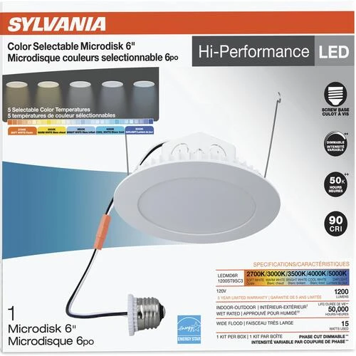 SYLVANIA® Hi-Performance 6" LED Microdisk Recessed Retrofit Downlight 4 SYLVANIA® Hi-Performance 6" LED Microdisk Recessed Retrofit Downlight - Image 2