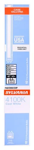 Sylvania 48" 40W T12 Cool White Fluorescent Light Bulb 4 Sylvania 48" 40W T12 Cool White Fluorescent Light Bulb - Image 2