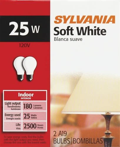 Sylvania® 25W A19 Dimmable Incandescent Light Bulbs - 2 Pack 4 Sylvania® 25W A19 Dimmable Incandescent Light Bulbs - 2 Pack - Image 2