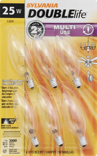 Sylvania® 25-Watt B10 Dimmable Incandescent Light Bulbs - 6 Pack 5 Sylvania® 25-Watt B10 Dimmable Incandescent Light Bulbs - 6 Pack - Image 3