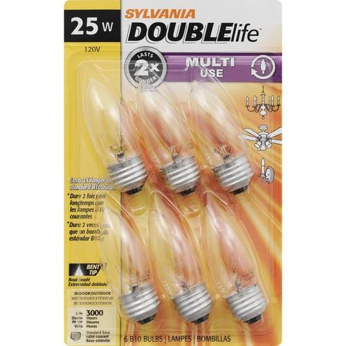 Sylvania® 25-Watt B10 Dimmable Incandescent Light Bulbs - 6 Pack 4 Sylvania® 25-Watt B10 Dimmable Incandescent Light Bulbs - 6 Pack - Image 2