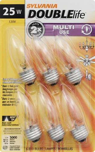 Sylvania® 25-Watt B10 Dimmable Incandescent Light Bulbs - 6 Pack 5 Sylvania® 25-Watt B10 Dimmable Incandescent Light Bulbs - 6 Pack - Image 3