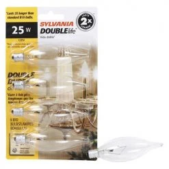 Sylvania 25W B10 Double Life Dimmable Incandescent Light Bulb, Clear - 4 Pack -Sylvania Outlet Store 3533171 P Alt2
