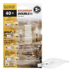 Sylvania 40W B10 Double Life Dimmable Incandescent Light Bulb, Clear - 4 Pack -Sylvania Outlet Store 3533172 P Alt2