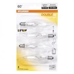 Sylvania 60W B10 Double Life Dimmable Incandescent Light Bulb, Clear - 4 Pack -Sylvania Outlet Store 3533173 P Alt