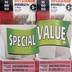 Sylvania® DoubleLife 50/100/150W A21 Dimmable 3-Way Incandescent Light Bulbs - 2 Pack -Sylvania Outlet Store 3533401 P ALT