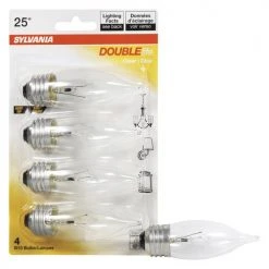 Sylvania 25W B10 Double Life Dimmable Incandescent Light Bulb, Clear - 4 Pack -Sylvania Outlet Store 3533420 P Alt2