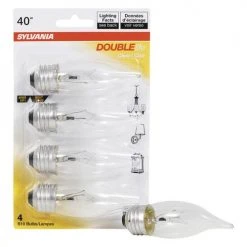 Sylvania 40W B10 Double Life Dimmable Incandescent Light Bulb, Clear - 4 Pack -Sylvania Outlet Store 3533421 P Alt2