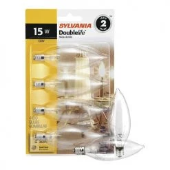 Sylvania 15W B10 Double Life Dimmable Incandescent Light Bulb, Clear - 4 Pack -Sylvania Outlet Store 3533424 P Alt2