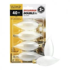 Sylvania 40W B10 Double Life Dimmable Incandescent Light Bulb, Frosted- 4 Pack -Sylvania Outlet Store 3533426 P Alt2