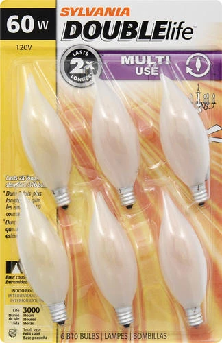 Sylvania® 60-Watt B10 Frosted Dimmable Incandescent Light Bulbs - 6 Pack 5 Sylvania® 60-Watt B10 Frosted Dimmable Incandescent Light Bulbs - 6 Pack - Image 3