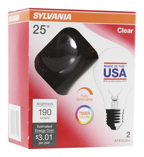Sylvania 25W A19 Incandescent Light Bulbs - 2 Pack 4 Sylvania 25W A19 Incandescent Light Bulbs - 2 Pack - Image 2