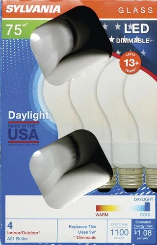 Sylvania 75W Equivalent A21 Daylight Dimmable LED Light Bulb - 4 Pack 5 Sylvania 75W Equivalent A21 Daylight Dimmable LED Light Bulb - 4 Pack - Image 3