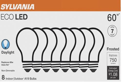Sylvania® ECO 60W Equivalent A19 Daylight LED Light Bulb - 8 Pack 4 Sylvania® ECO 60W Equivalent A19 Daylight LED Light Bulb - 8 Pack - Image 2