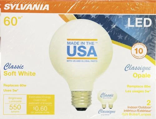Sylvania® 60W Equivalent G25 Soft White LED Light Bulb - 2 Pack 5 Sylvania® 60W Equivalent G25 Soft White LED Light Bulb - 2 Pack - Image 3